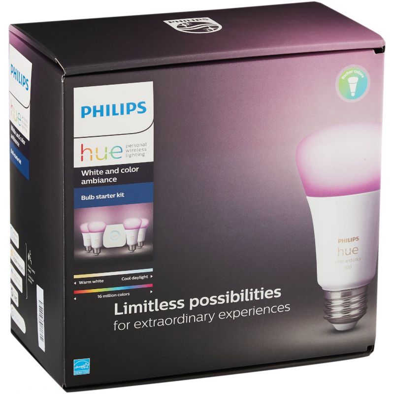 Buy Philips Hue White & Color A19 LED Light Bulb Bluetooth Starter Kit
