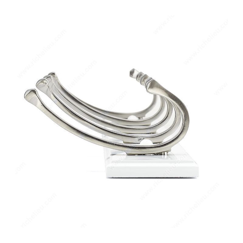 Richelieu RH111211530195 Contemporary Hook Rack, 10 kg, 5-Hook, Metal/Wood, Brushed Nickel White