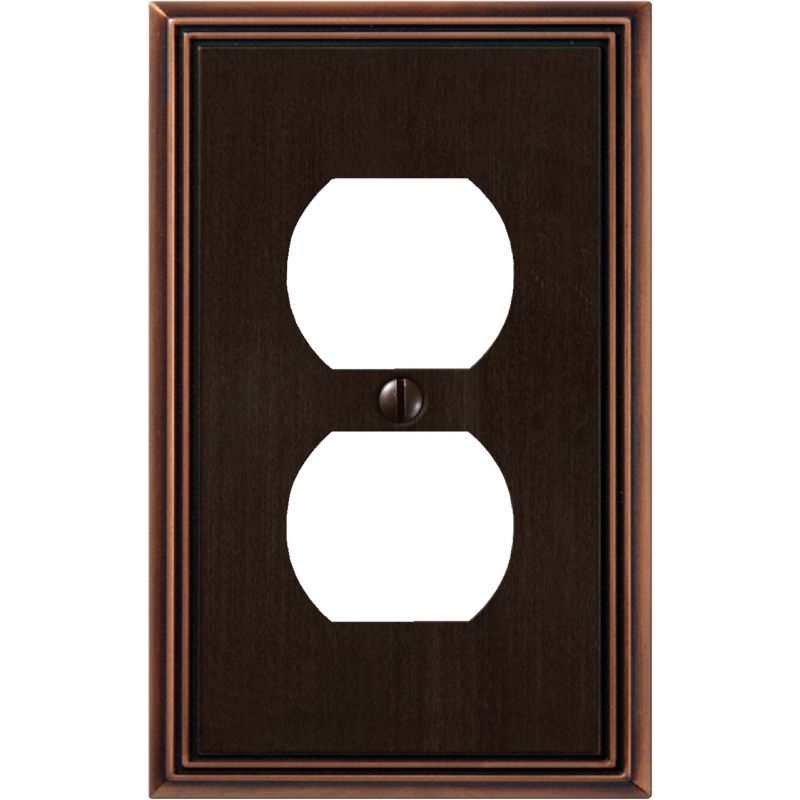 Amerelle Metro Line Cast Metal Outlet Wall Plate Aged Bronze