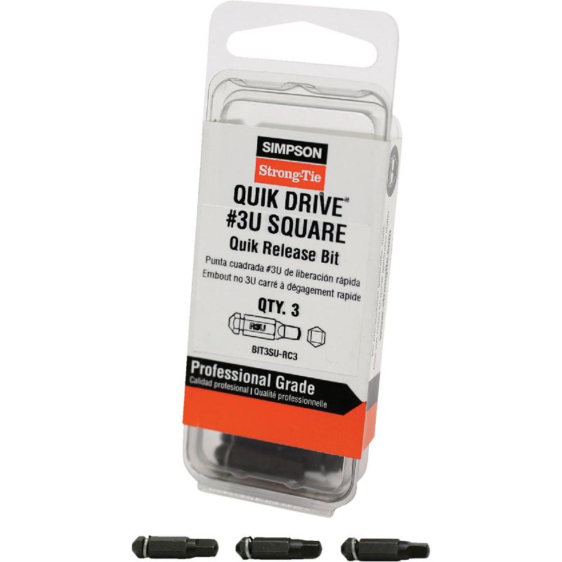 Quik Drive Screwdriver Bit Pack Undersized Square Recess #3