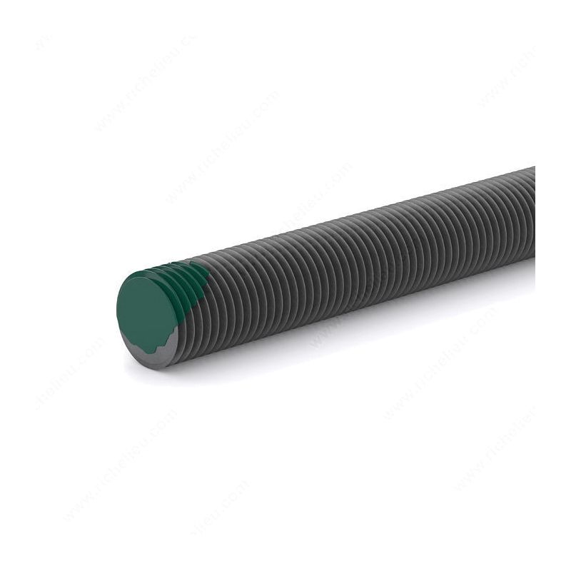 Reliable TRP716 Threaded Rod, 7/16-14 Thread, 36 in L, A Grade, Steel, Green, Machine Thread (Pack of 5)
