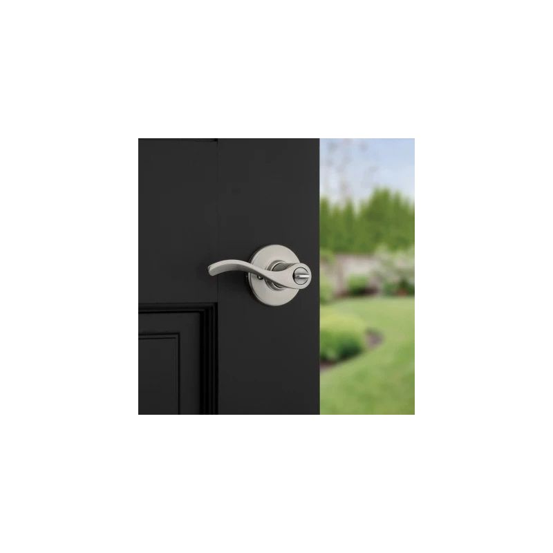 Kwikset 94050-673 Entry Door Lockset, Lever Handle, Satin Nickel, Zinc, KW1, SC1 Keyway, Residential, 3 Grade