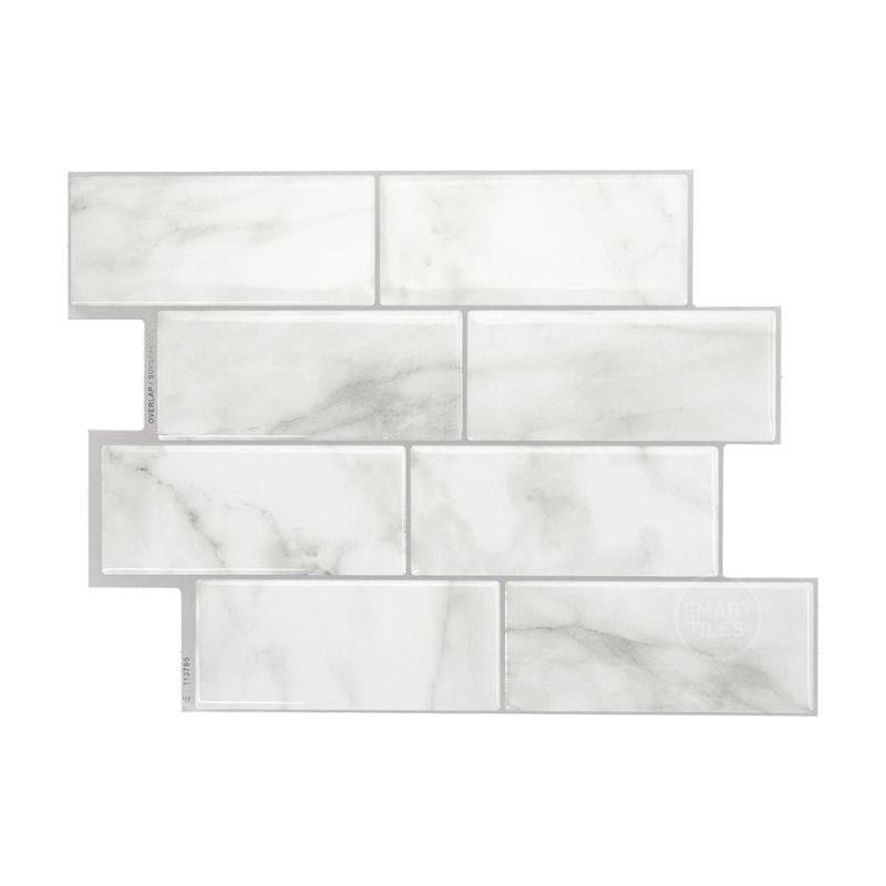 Smart Tiles Mosaik Series SM1080-4 Wall Tile, 8.38 in L Tile, 11.56 in W Tile, Straight Edge, Metro Carrera Pattern Gray/White
