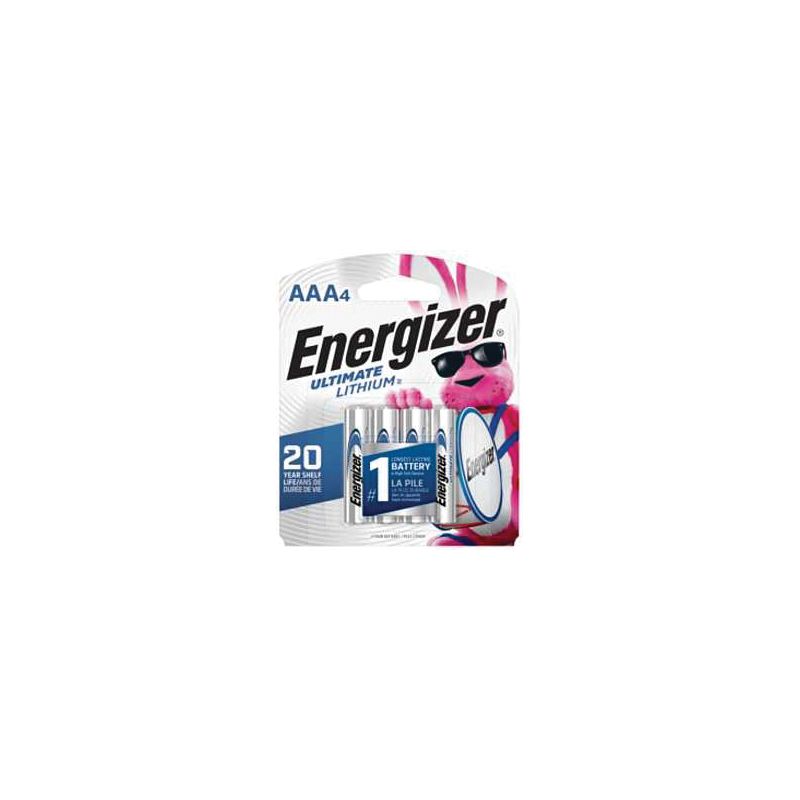 Energizer L92 L92SBP-4 Ultimate Battery, 1.5 V Battery, 1250 mAh, AAA Battery, Lithium Iron Disulfide