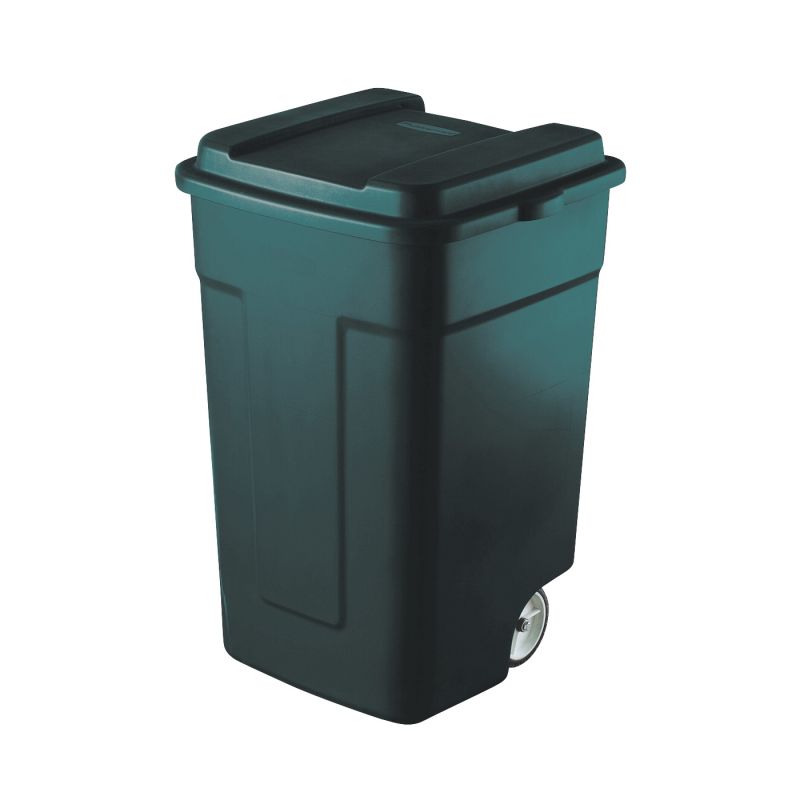 Rubbermaid FG285100EGRN Trash Can, 50 gal Capacity, Plastic, Green, Snap-Fit Lid Closure 50 Gal, Green