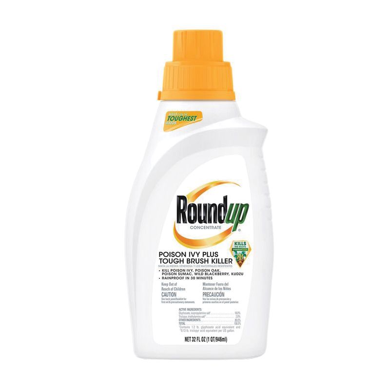 Roundup Poison Ivy Plus 5378206 Concentrated Brush Killer, Liquid, Yellow, 32 oz Bottle Yellow