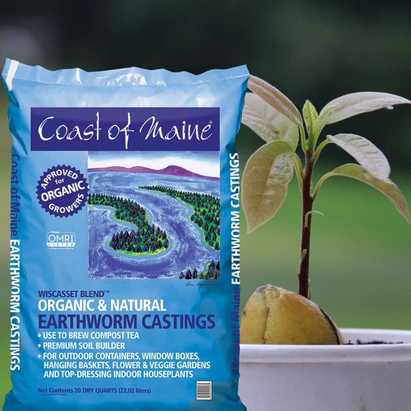 Coast of Maine Wiscasset Blend WI3500 Earthworm Casting, Dark Brown, Earthy Smell, 20 qt Bag Dark Brown