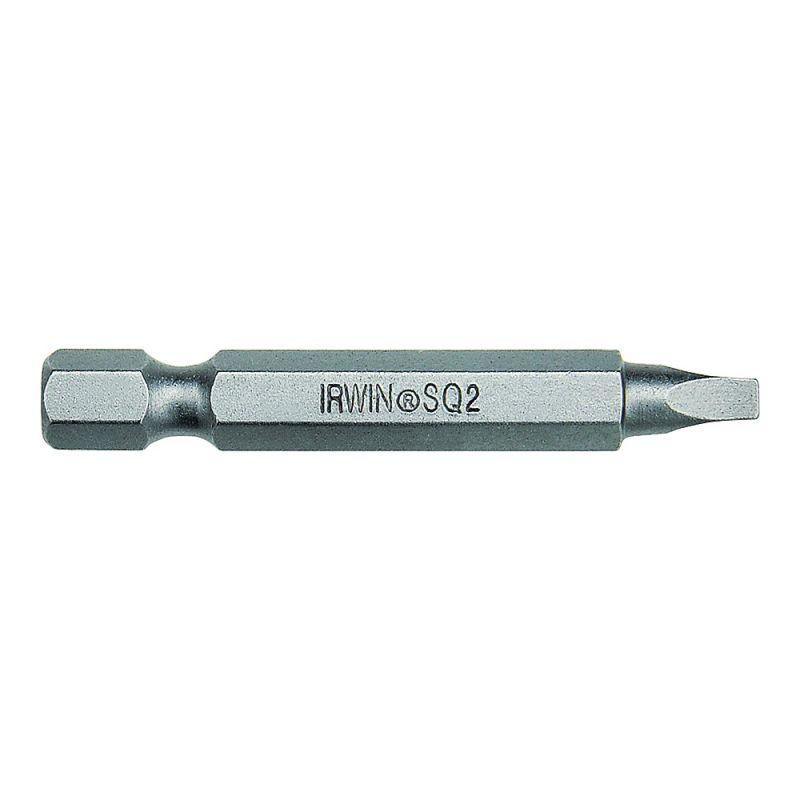 Irwin 93203 Power Bit, #1 Drive, Square Recess Drive, 1/4 in Shank, Hex Shank, 2 in L, S2 Steel