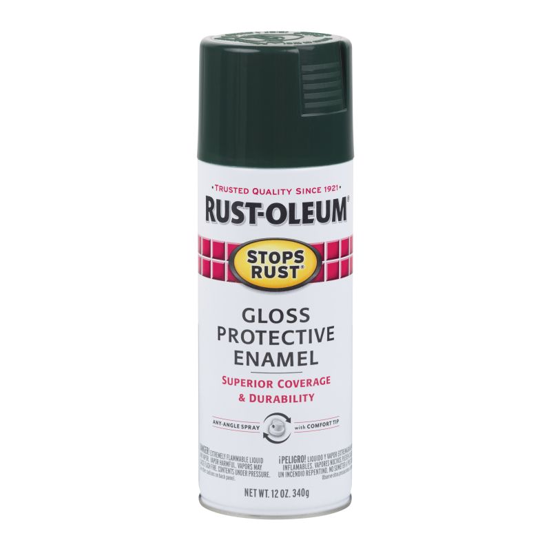 Rust-Oleum 7733830 Rust Preventative Spray Paint, Gloss, Dark Hunter Green, 12 oz, Can Dark Hunter Green