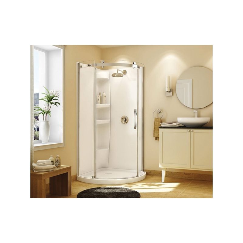 Maax Olympia Series 105960-R-000-001 Shower Kit, 36 in L, 36 in W, 78 in H, Acrylic, Chrome, Round, 8 mm Glass White