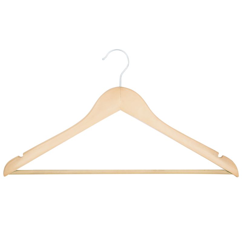 Simple Spaces HEA00040G-N Cloth Hanger Set, 6.6 lb Capacity, Steel/Wood, Natural 6.6 Lb, Natural