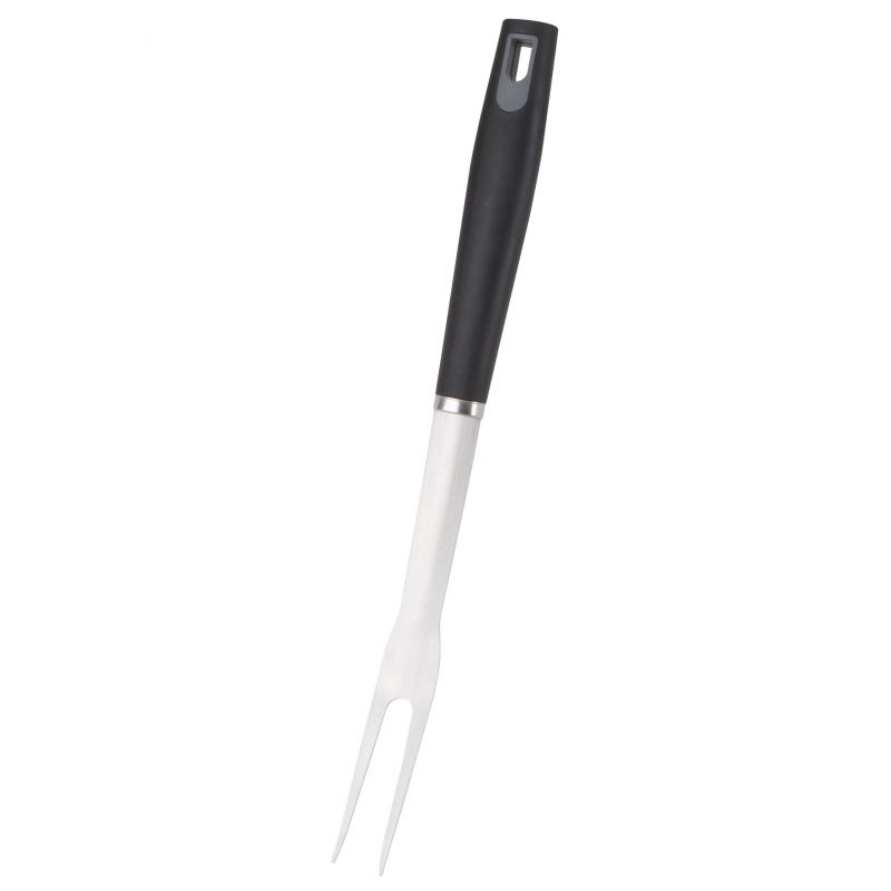 Omaha BBQ Fork, 1.5 mm Gauge, Stainless Steel Blade, Stainless Steel, Plastic Handle, Straight Handle 8-3/4 In