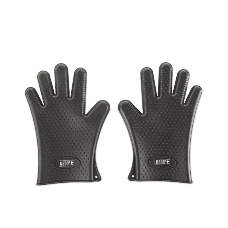 Weber 7017 Grilling Gloves, L, Silicone, Black L, Black