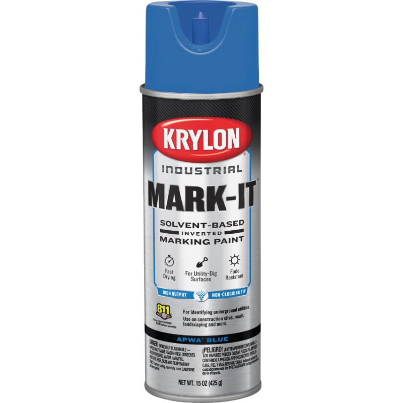 Krylon Mark-It Inverted Marking Spray Paint APWA Blue, 15 Oz.