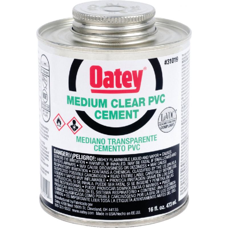 Oatey Medium Clear PVC Cement 16 Oz., Clear