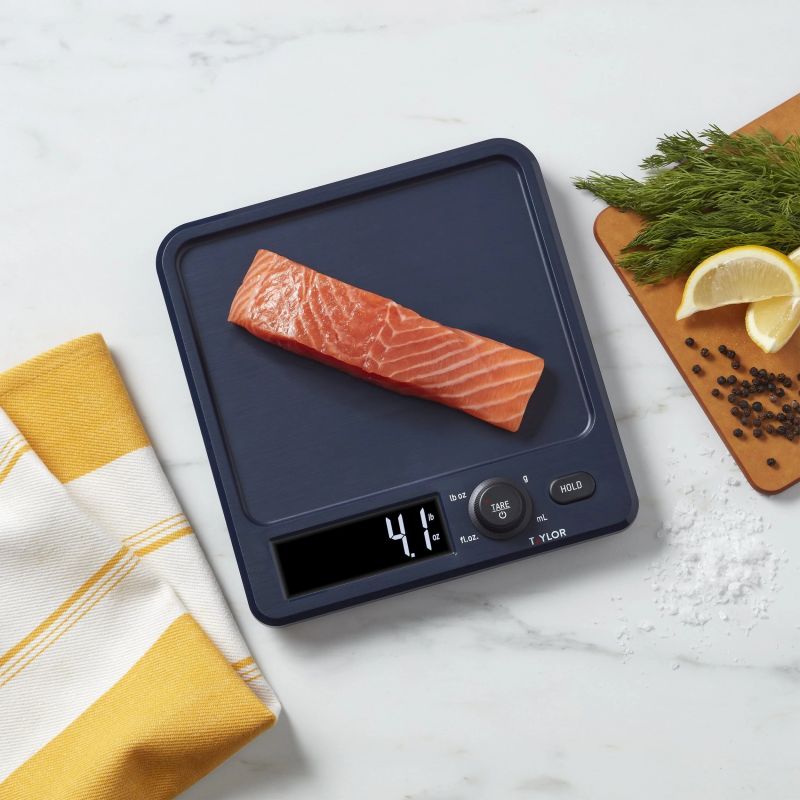 Taylor 5280827 Antimicrobial Kitchen Scale with Rotating Knob, 11 lb, Digital Display, ABS Housing Material 11 Lb, Navy Blue