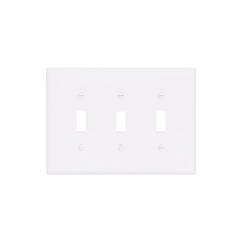 Eaton PJ3W Wallplate, 6-3/4 in L, 4.83 in W, 3-Gang, Polycarbonate, White, High-Gloss White