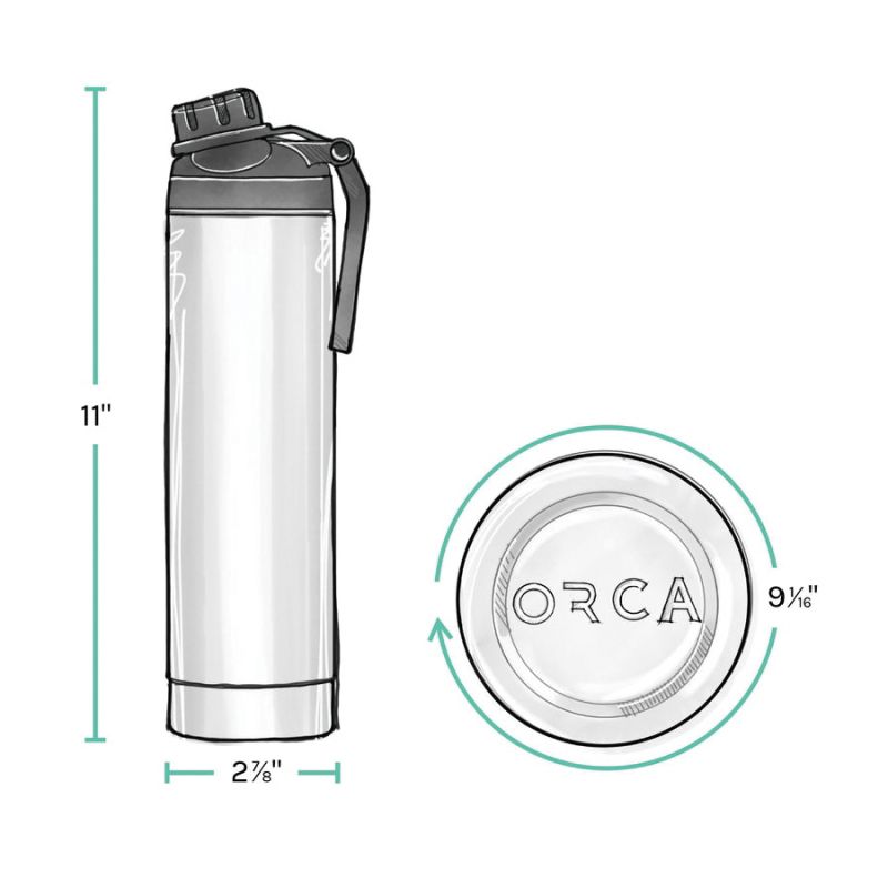 Orca Hydra Series ORCHYD22SF/SF/GY Bottle, 22 oz, 18/8 Stainless Steel/Copper, Seafoam, Powder-Coated 22 Oz, Seafoam