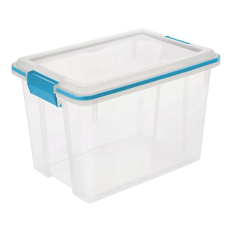 Sterilite 19324306 Gasket Box, Plastic, Blue Aquarium/Clear, 16-1/8 in L, 11-1/4 in W, 10-7/8 in H 20 Qt, Blue Aquarium/Clear