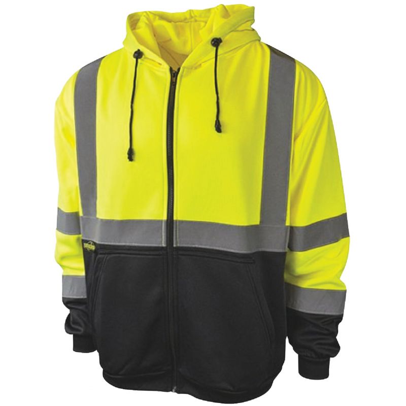 Radians Rad Wear Hooded Safety Sweatshirt 2XL, Hi Vis Green, Hooded Full Zip
