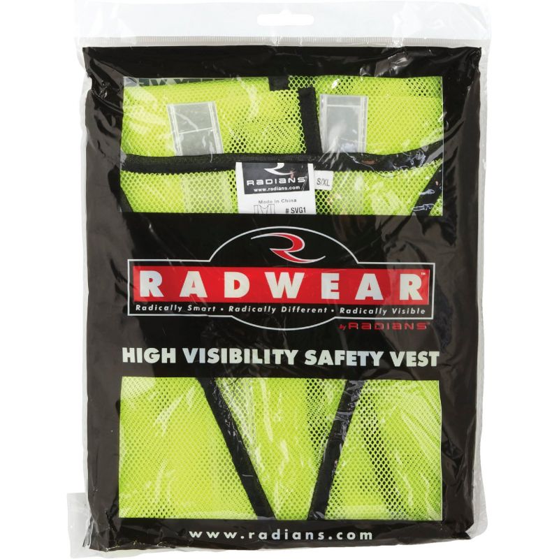 Radians Rad Wear Reflective Safety Vest 1 Size Fits All, Hi Vis Green