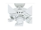 Hunter Bridgeport Series 53125 Ceiling Fan, 5-Blade, White Blade, 52 in Sweep, Plastic Blade, 3-Speed