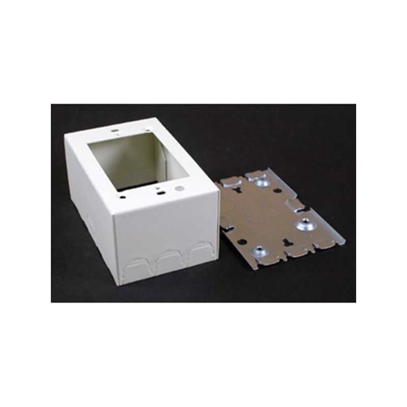 Wiremold V5747 Receptacle Box, 1 -Gang, 2 -Knockout, 1/2 in Knockout, Steel, Ivory, Surface Mounting Ivory
