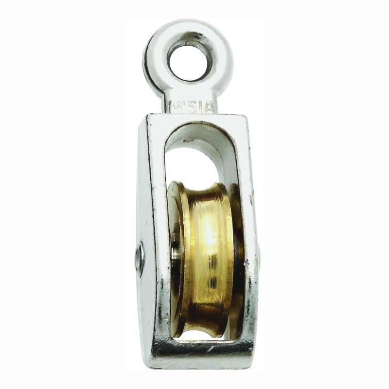 National Hardware N223-404 Pulley, 1/4 in Rope, 40 lb Working Load, 1 in Sheave, Nickel (Pack of 10)