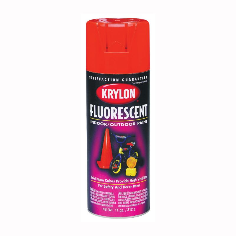 Krylon K03105007 Fluorescent Spray Paint, Gloss, Cerise, 11 oz, Can Cerise
