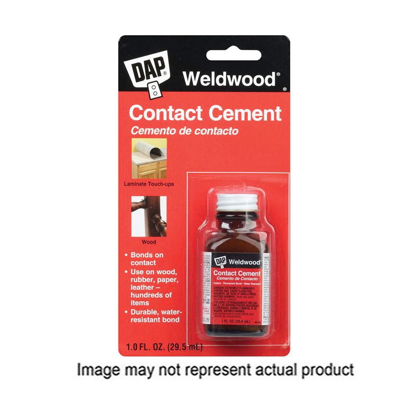 DAP Weldwood 7079800129 Contact Cement, Liquid, Strong Solvent, Tan, 0.67 oz Bottle Tan