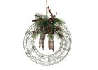 Alpine Gold Wire Wreath LED Lighted Decoration 24 In. L. X 4 In. W. X 29 In. H.