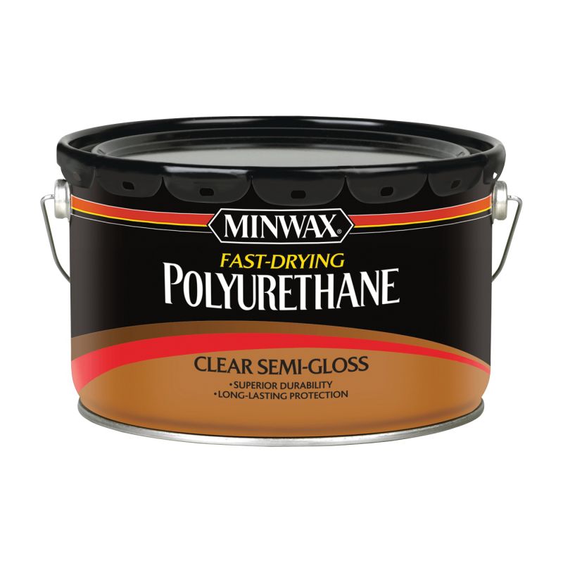 Minwax 71059000 Polyurethane, Semi-Gloss, Liquid, Clear, 2.5 gal, Can Clear