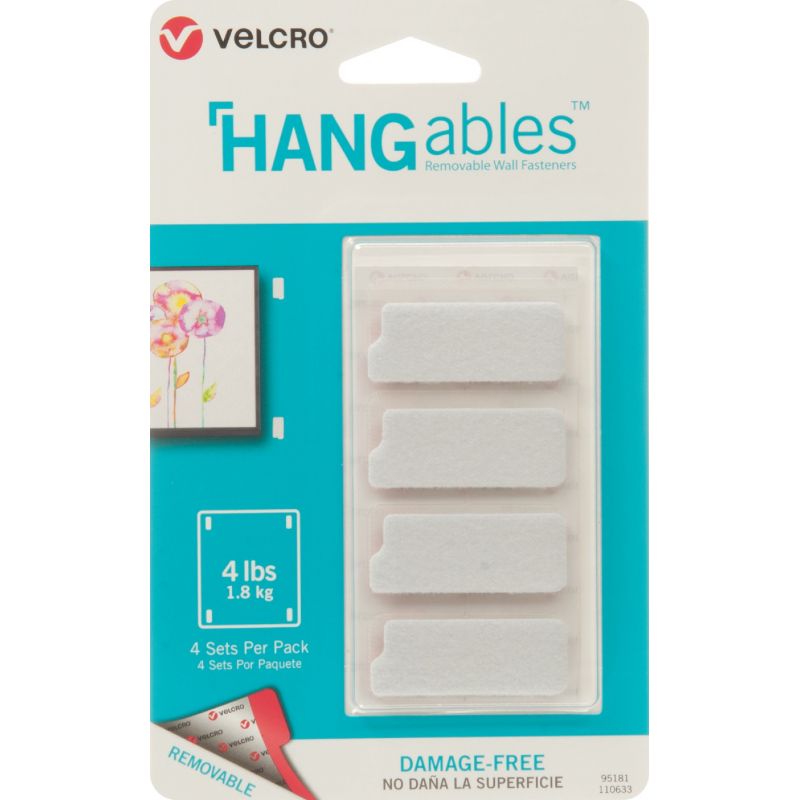 VELCRO Brand Hangables Removable Hook &amp; Loop Strip White