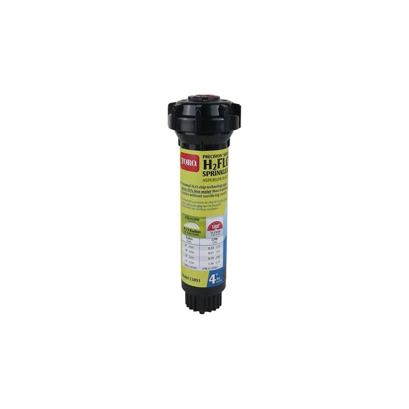 Toro 53893 Spray Sprinkler, 1/2 in Connection, 8 to 15 ft, Spray Nozzle, Plastic Black