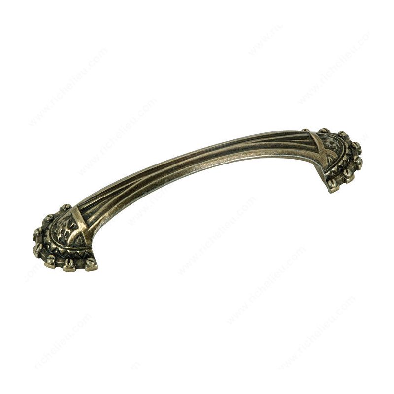 Richelieu BP26951AE Cabinet Pull, 4-11/16 in L Handle, 15/16 in Projection, Metal, Antique English Brass/Yellow, Traditional
