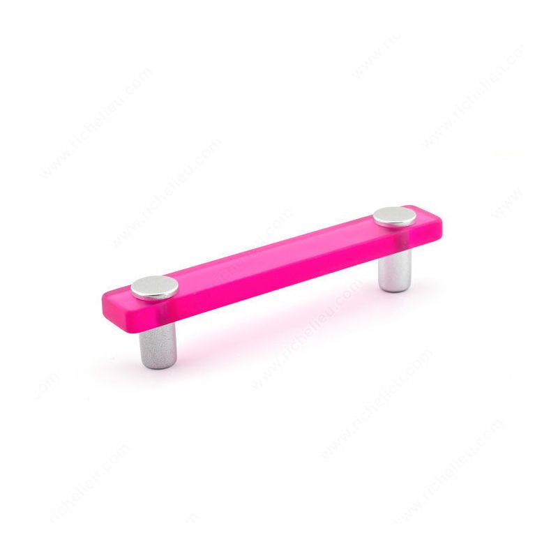 Richelieu BP1225076411 Cabinet Pull, 4-31/32 in L Handle, 29/32 in H Handle, 1-1/32 in Projection, Plastic Fuchsia, Eclectic
