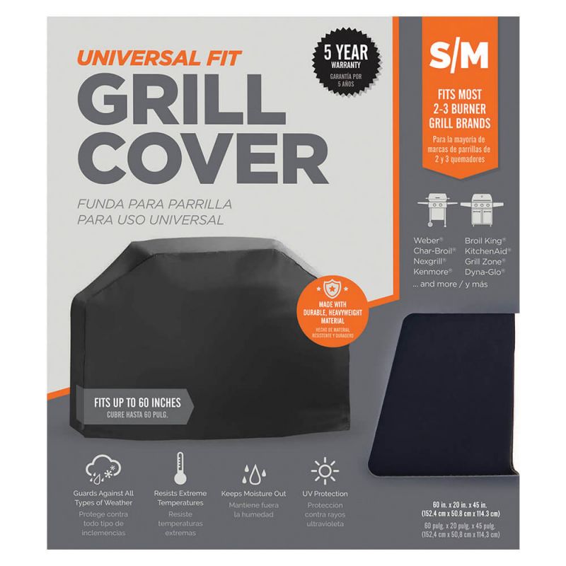 Mr. BAR-B-Q 07422NB Small/Medium Grill Cover, 20 in W, 45 in D, 60 in H, Polyester, Black Black