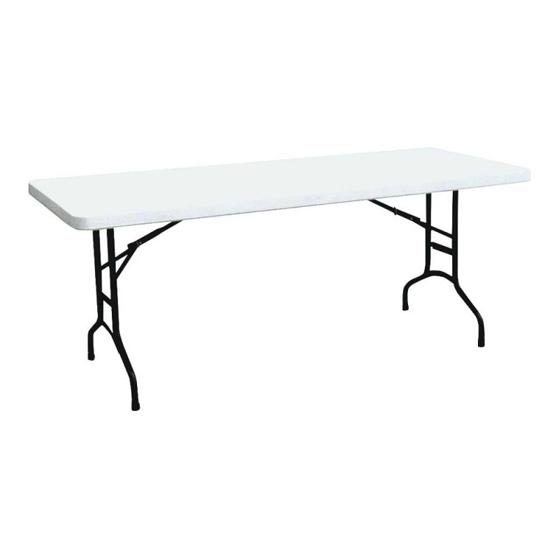 Simple Spaces TBL-040 Banquet Table, 6 ft OAW, 30 in OAD, 29-1/4 in OAH, Steel Frame, Polyethylene Tabletop White Top/Gray Legs