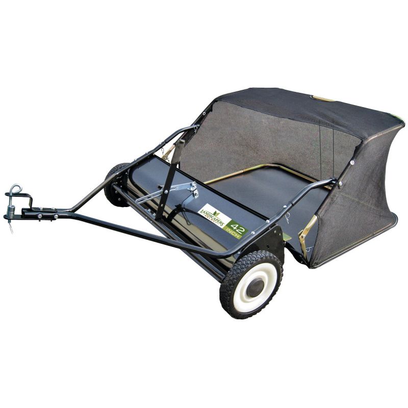 Landscapers Select YTL31108 Lawn Sweeper, 42 in W Working, 12 cu-ft Hopper, 4.25:1 Brush to Wheel Ratio, 4-Brush Black