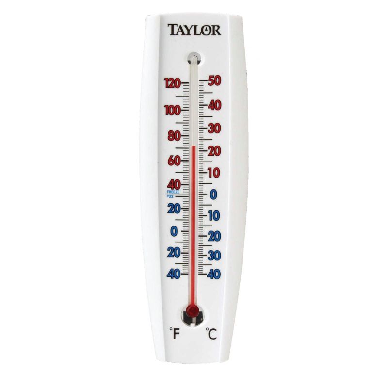 Taylor Curved Indoor &amp; Outdoor Thermometer 2-3/8 In. W. X 7-5/8 In. H., White