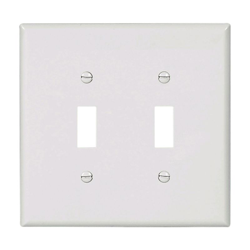 Eaton Wiring Devices 2149W-BOX Wallplate, 5-1/4 in L, 5.31 in W, 2 -Gang, Thermoset, White White