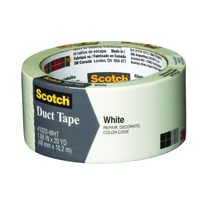 Scotch 3920-WH Duct Tape, 20 yd L, 1.88 in W, White White