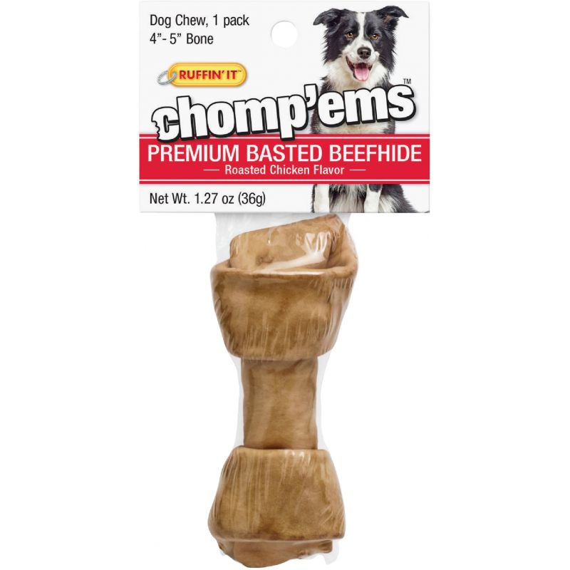 Westminster Pet Ruffin&#039; it Chomp&#039;ems Flat Knot Rawhide Bone