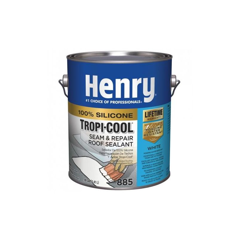 Henry Tropi-Cool 885 Series HE885042 Seam And Repair Roof Sealant, White, Liquid, 1 gal White