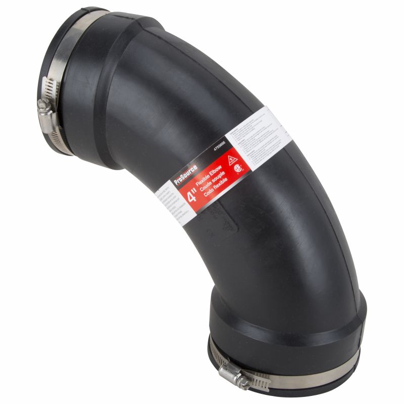 ProSource QL-400 Qwik Pipe Elbow, 4 in, 90 deg Angle, PVC, Black Black
