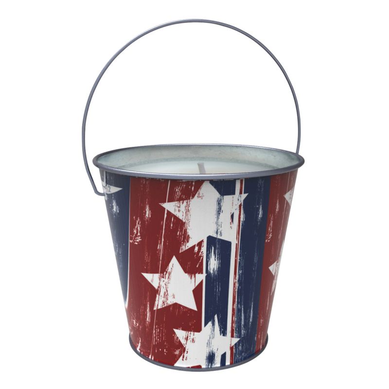 Seasonal Trends Y2563 Candle with Handle Bucket, Bucket, Printed Stars and Stripes, Citronella, 54 x 41.5 x 26 cm Printed Stars And Stripes