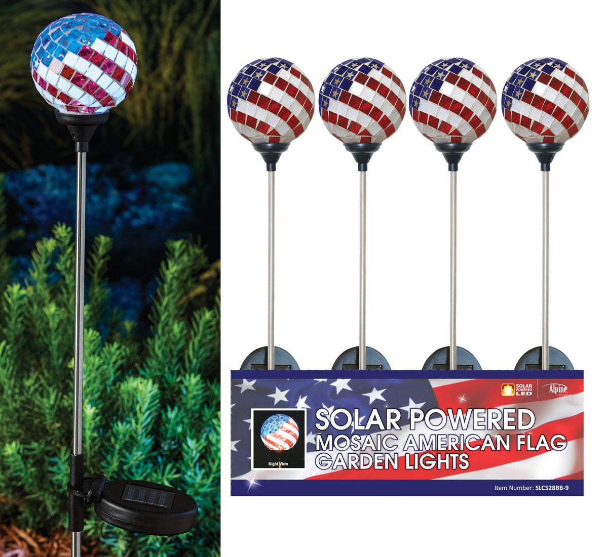 Solaris Americana Solar Stake Light, Blue Mosaic Solar Garden Lights