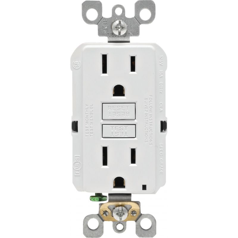 Leviton SmartLockPro Self-Test Rounded Corner GFCI Outlet White, 15