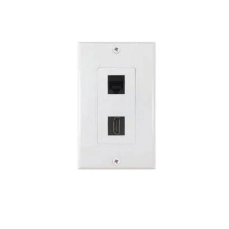 Zenith VW3001HDE2E HDMI and Ethernet Wallplate, 7-1/2 in L, 3-3/4 in W, 1 -Gang, Plastic, White, Flush Mounting White