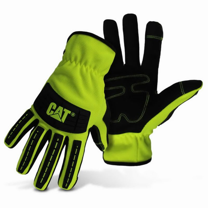 CAT CAT0122502X Utility Gloves, Men&#039;s, 2XL, Open Cuff, Spandex, Green 2XL, Green